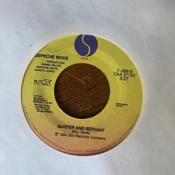 Depeche Mode Master & Servant 45 RPM Single US Vinyl Mute Sire Records Good+ - Picture 5 of 9